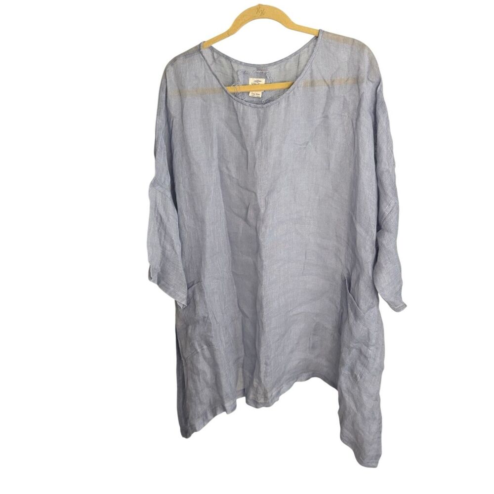 VIKOLINO 100% European Washed Linen Chic Tunic Top Women's Onesize